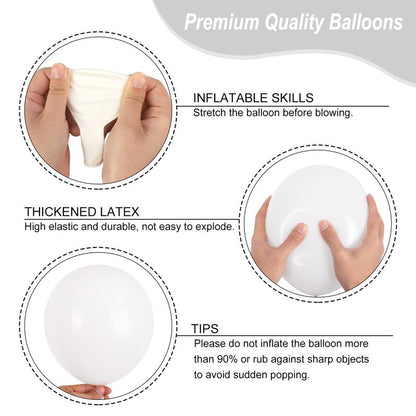 RUBFAC 135pcs White Balloons Different Sizes 18 12 10 5 Inch for Garland Arch, Latex Balloon for Wedding Birthday Party Baby Shower Anniversary Baptism Decorations