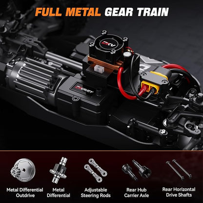 1/12 Brushless RC Cars for AdultsRemote Control Car for Fast Max 42 MPH 4X4 High Speed Racing RC Buggy with 3S 2200 mAh BatteryFast Off-Road RC Truck Suitable as Giftfor Beginner-Orange Green