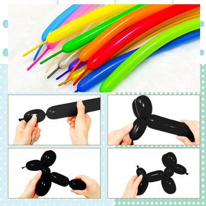 Black 260 balloons, Thickening Latex Black 260q Balloons for Animal Model, 100pcs Long Twisting Balloons for Halloween Xmas Presents, Animal Shape Weddings, Birthdays Clowns.