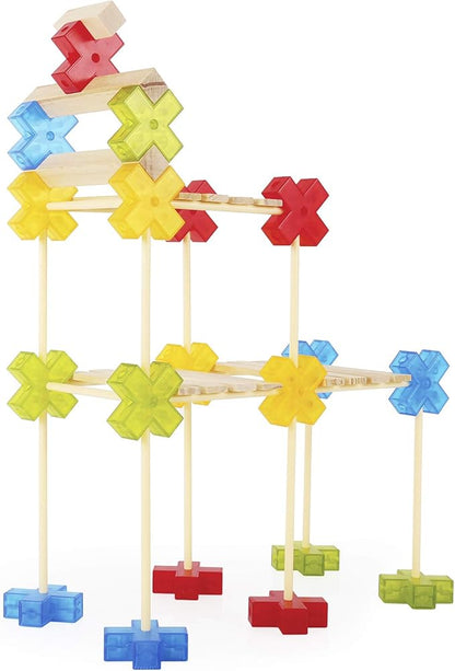 Guidecraft Texo 100 Piece Set - 3D Geometric Designs Educational Interlocking Shapes- Architectural Building-Bricks STEM Toys for Kids