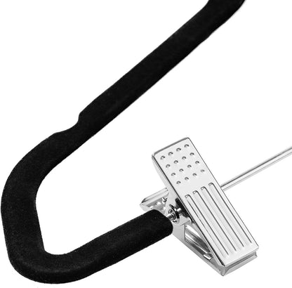 Zober Velvet Hangers - 20 Pack Metal Clip Hangers for Pants, Skirts & Dresses with 360° Hook