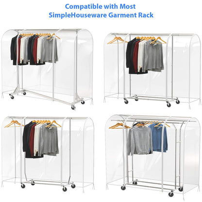Simple Houseware Heavy Duty Clothing Garment Rack + Clear Garment Rack Cover (72''L x 54''H)