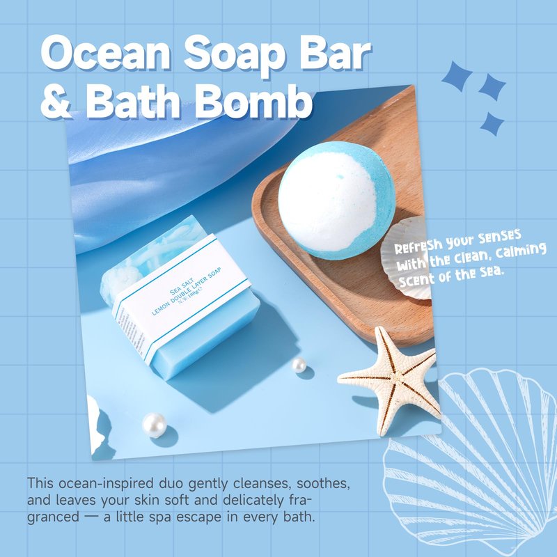Gift Baskets for Women, 9pcs Unique Happy Birthday Gifts for Women, Best Ocean Christmas Gifts Ideas Relaxing Spa Set Blue Inspirational Get Well Box for Her Sister Friend Friendship Mom