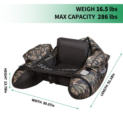 UNITACKLE Inflatable Float Tube, with Paddles, Fish Ruler, Air Pump, Storage Bag, Adjustable Shoulder Straps, Weight Capacity of 286 lbs, for Adults Fishing in Rivers and Lakes, Camo Military Green