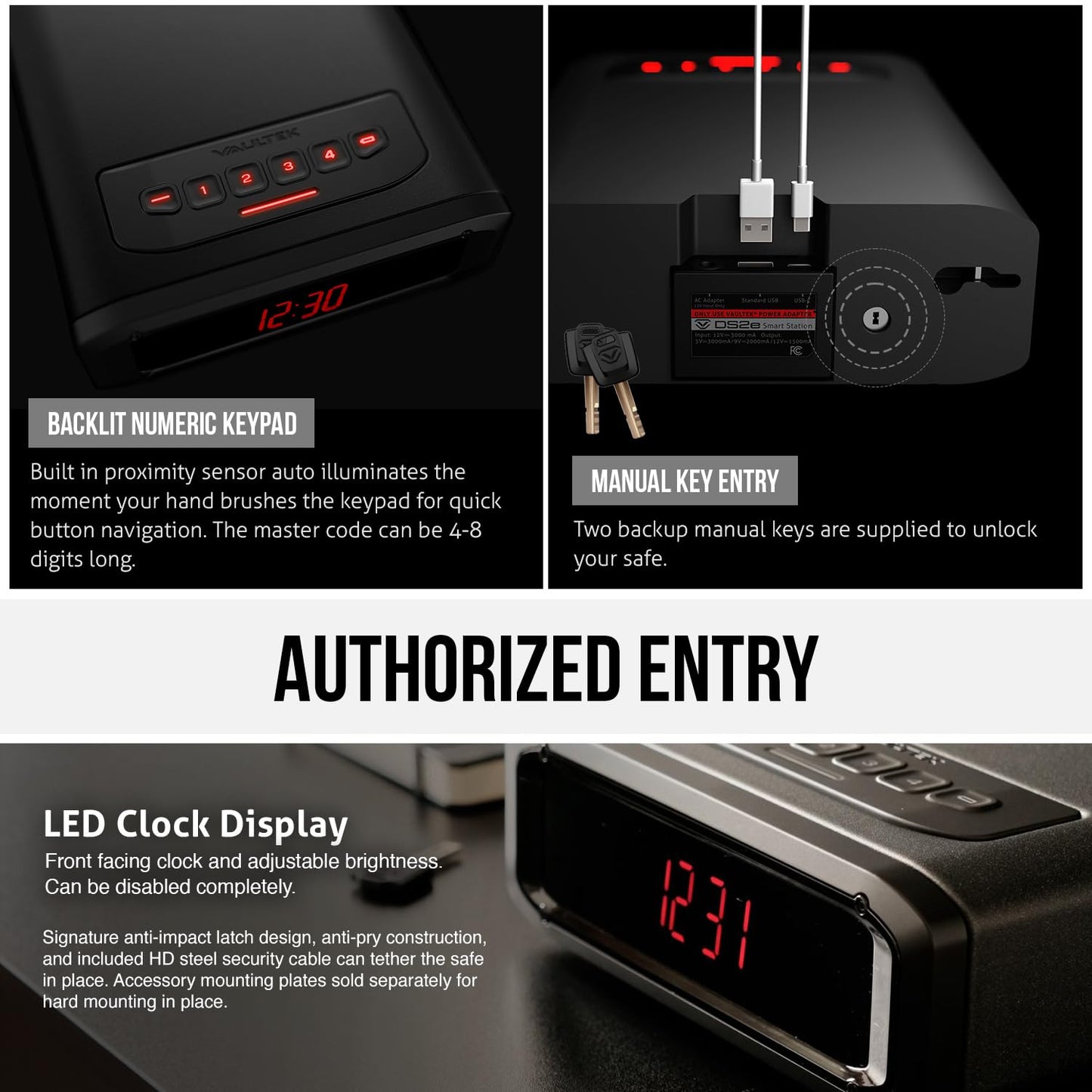 VAULTEK DS2e Smart Station™ Essential Model with Digital Keypad + Auto Open Drawer + Charging Ports