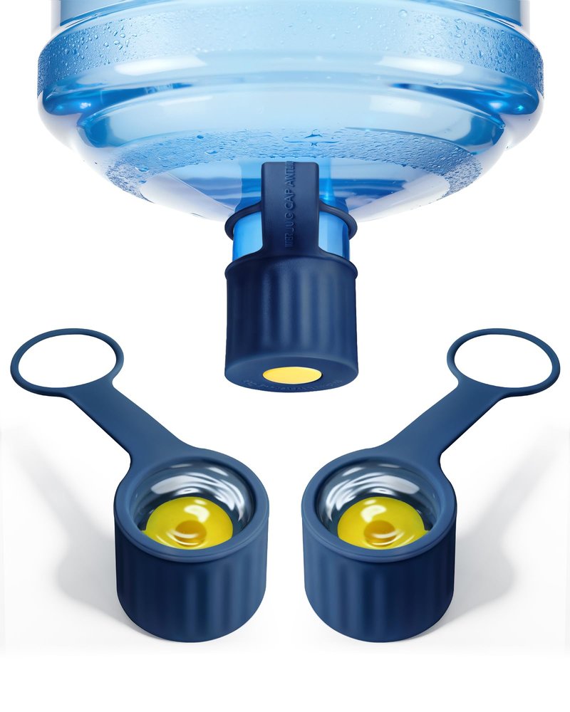 3-Packs Silicone 5 Gallon Water Jug Cap, 2/3/4/5Gal Reusable Bottle Lids, Leak-Proof Replacement Caps for 55mm & 60mm Bottle Standard/Screw/Crown Tops, Dishwasher Safe & BPA-Free (Dark Blue, 3 PACKS)