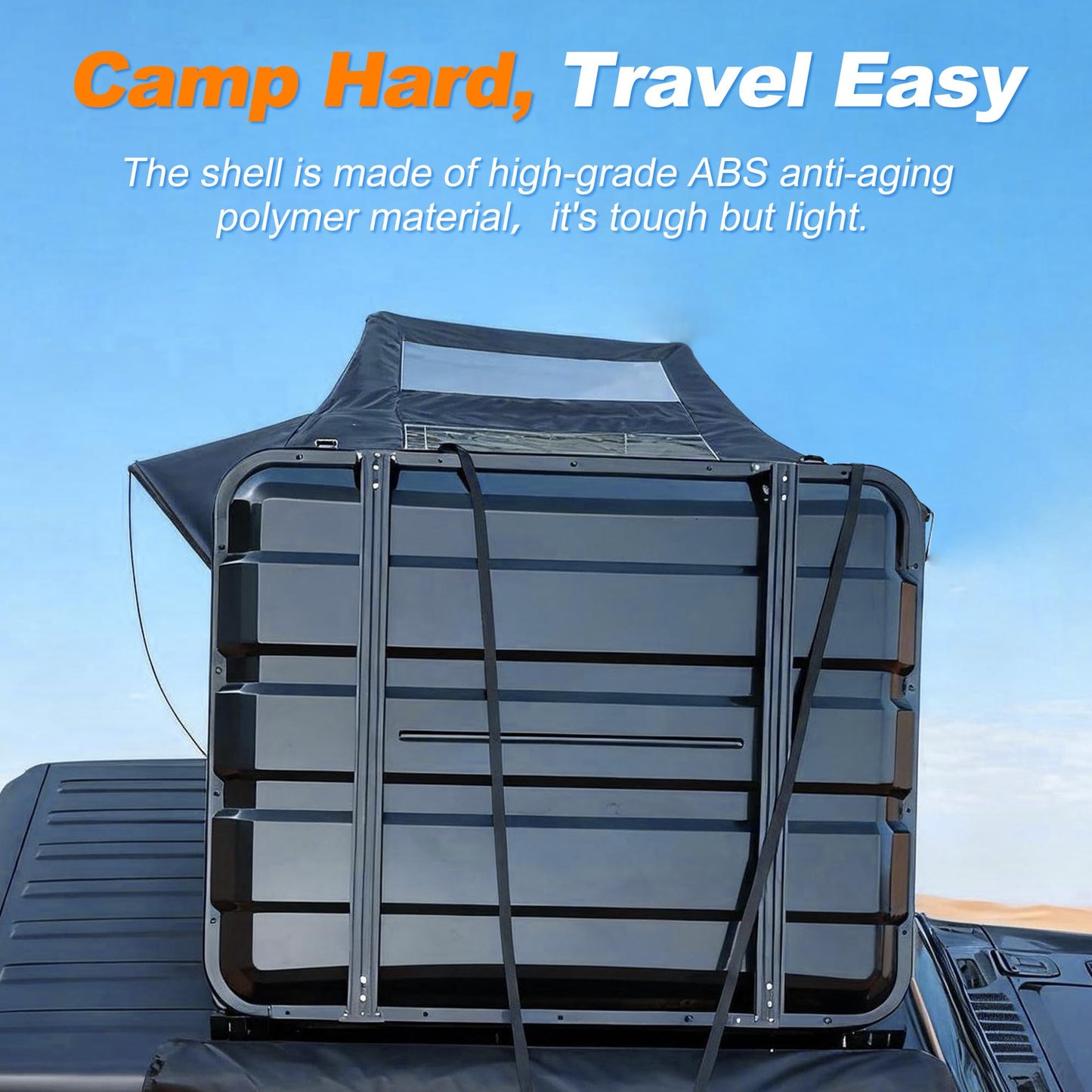 Naturnest Rooftop Tent Hard Shell, Easy Set Up Pop Up Large Tent for 2-3 Person Camping, Waterproof UV-Resistant Blackout 4 Season Tents for Truck, Jeep, SUV, Van, Trailer - Sirius 1 Plus