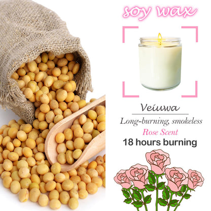 Veiuwa 24 Pcs 6 Oz Rose Scented Soy Candles Set,Mason jar Bulk Candles for Gifts,Aromatherapy Candle,Great Stress Relieving Scented Candle for Girls as a Gift for Birthdays, Weddings and More!
