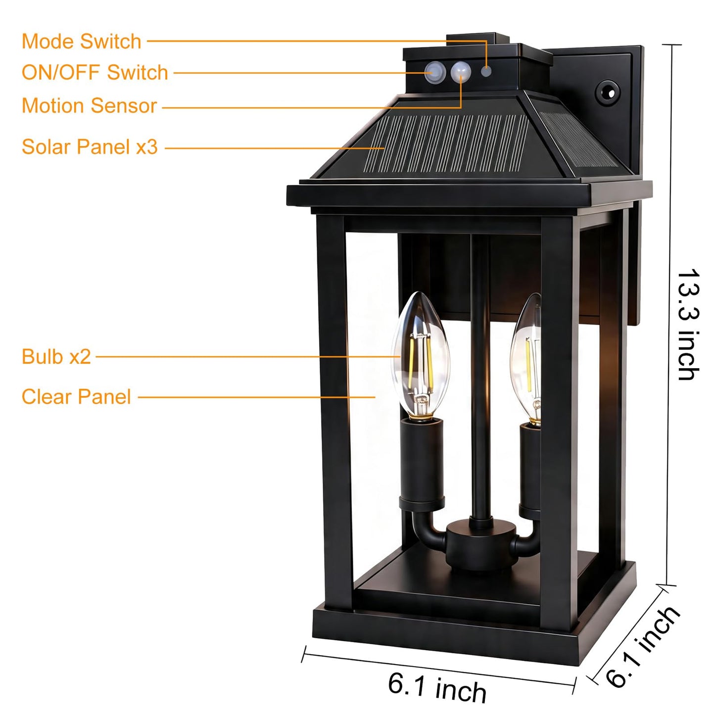 UOOIUMOY Solar Wall Light Outdoor Waterproof: Solar Porch Lights with 3 Lighting Modes & Motion Sensor - Dusk to Dawn Sconce Lantern Lamp Fixture for Garage Shed Barn Yard Garden Front Door