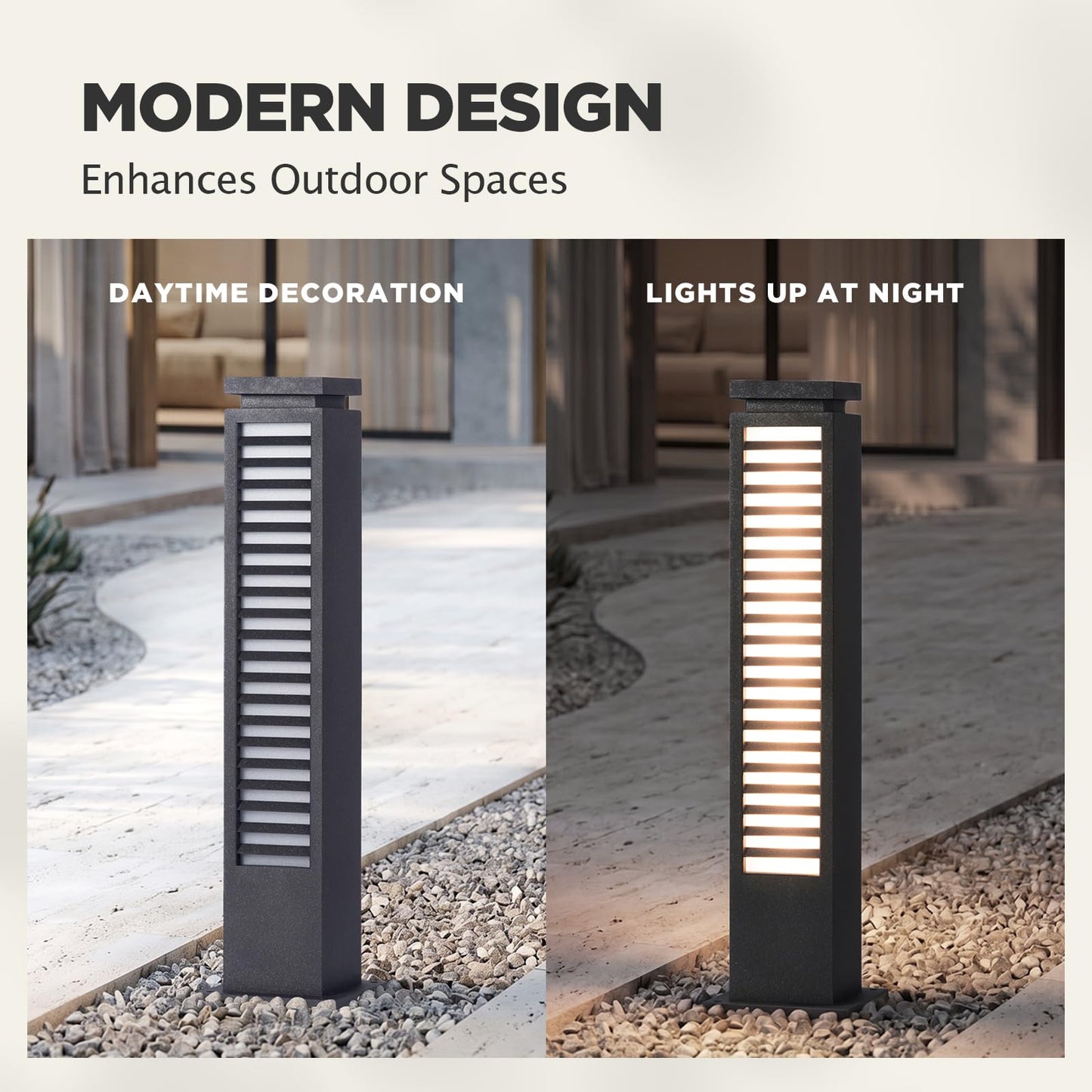 Linkmoon Outdoor Pathway Lights Wired, IP65 Waterproof Landscape Path Light, 27.6'' AC100-240V Bollard Light, Modern Commercial Pathway Lighting, 3000K LED Landscape Lighting for Patio Garden Walkway