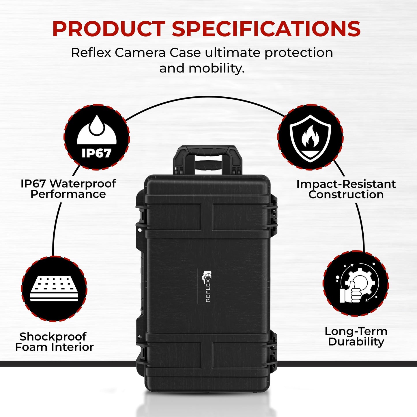 Reflex Camera Large Protective Hard Camera Case suitable for Drones, Lens, DSLR & Guns. Smooth Rolling Wheels, Waterproof IP67, Shockproof (Rolling Hard Case with Foam)