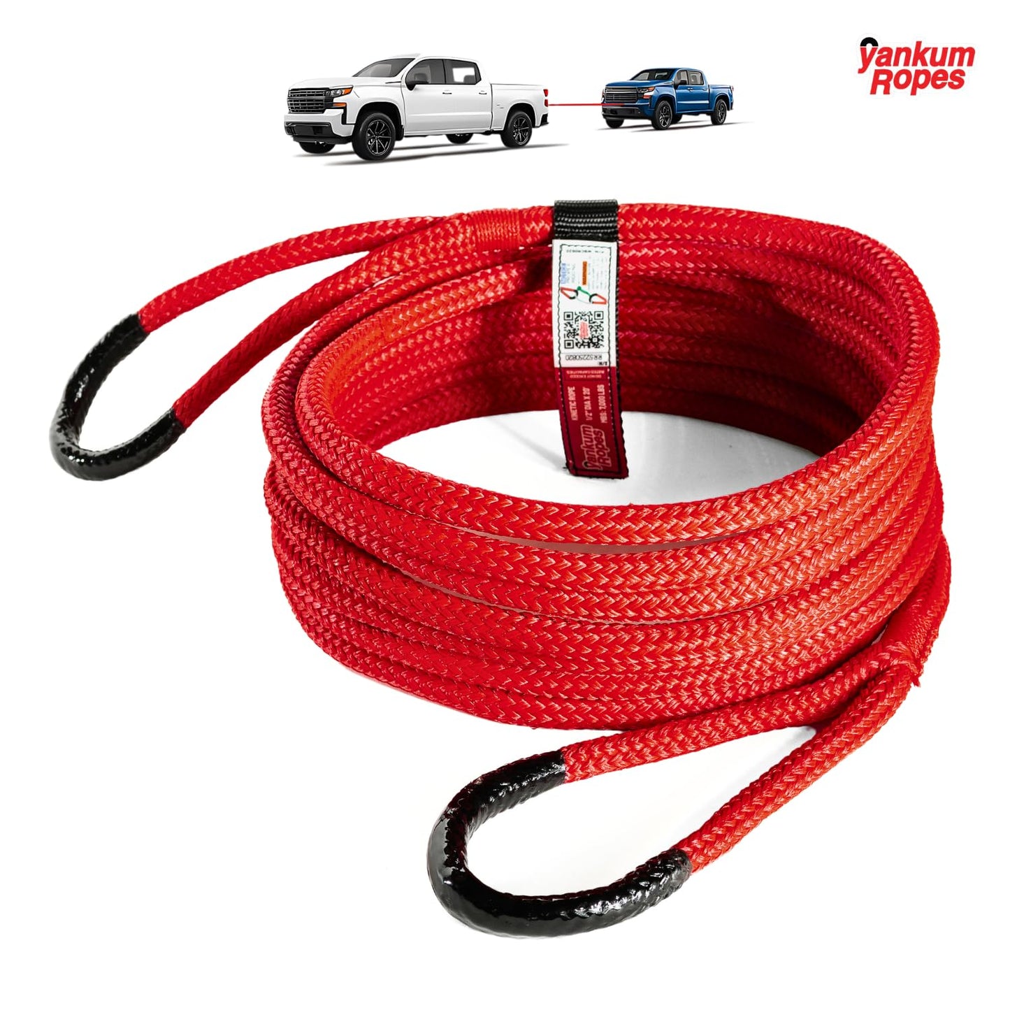 Yankum Kinetic Recovery Rope - Heavy Duty 1/2" x 30' Tow Rope, Off-Road & Vehicle Recovery, Kinetic Energy Ropes for 4x4, Jeep, and Trucks, Made in USA – Racer Series