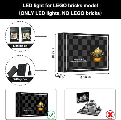Vaodest LED Light for Lego Architecture 21060 Himeji Castle SetDesign and Configuration Compatible with Lego 21060 Model(LED Light Only Not Building Block Kit)