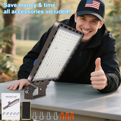 ledmo LED Parking Lot Lights 350W LED Flood Lights Outdoor 52500LM 5000K Adjustable Trunnion Mount Dusk to Dawn Area Security Street Lighting Commercial Wall Mount Warehouse Shop Garage IP65 3 Pack