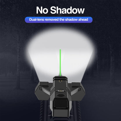 DARKFANG 1450 Lumen Tactical Flashlight with Green Laser Beam Combo, Low Profile Design Rechargeable Weapon Light for Picatinny Rail