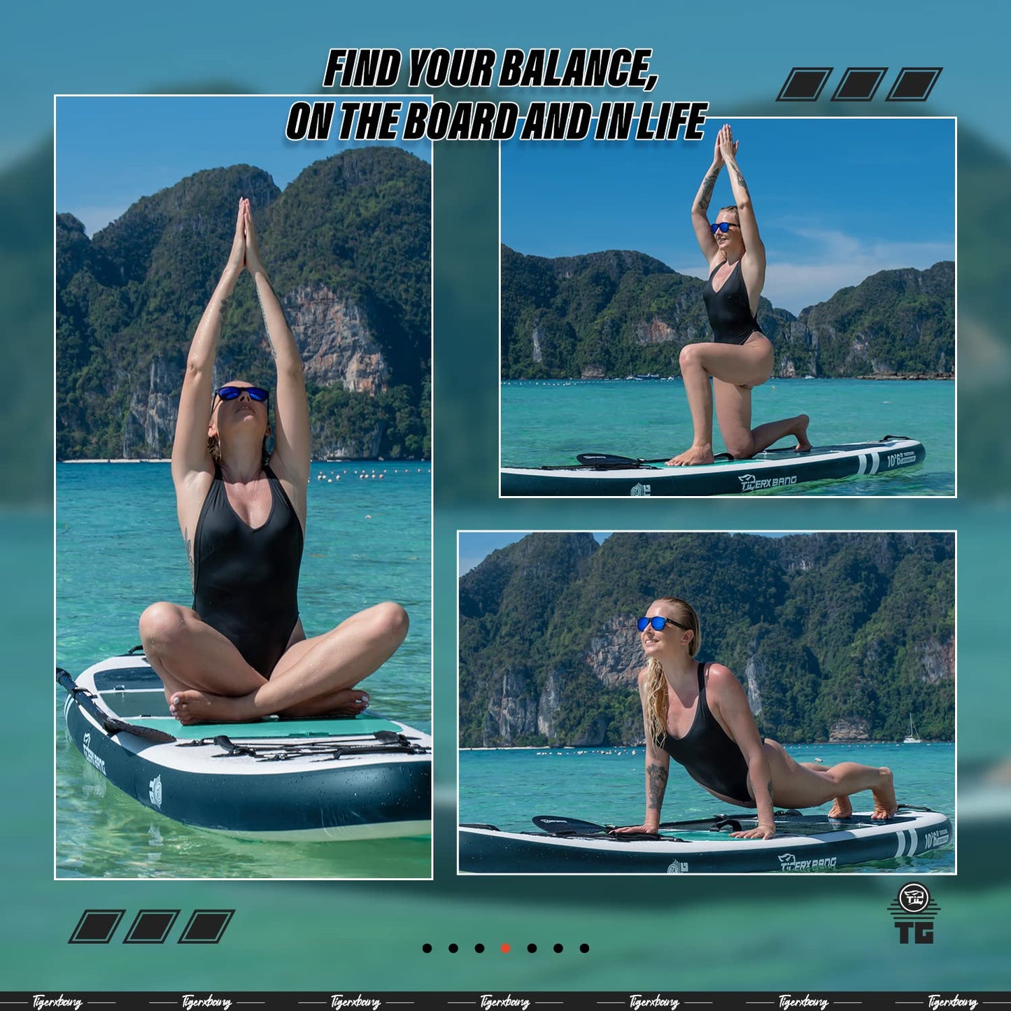 TIGERXBANG Inflatable Stand Up Paddle Boards with Premium SUP Board Accessories, Allround Paddle Boards for Adults/Youth,Defender Collection Blue