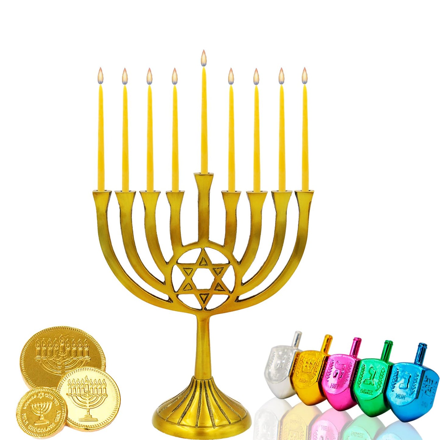 Natural Beeswax Hanukkah Candles, Hand-Made Chanukkah Menorah 45 Yellow Candles for All 8 Nights Fits Most Menorah Burn Time 1-Hour