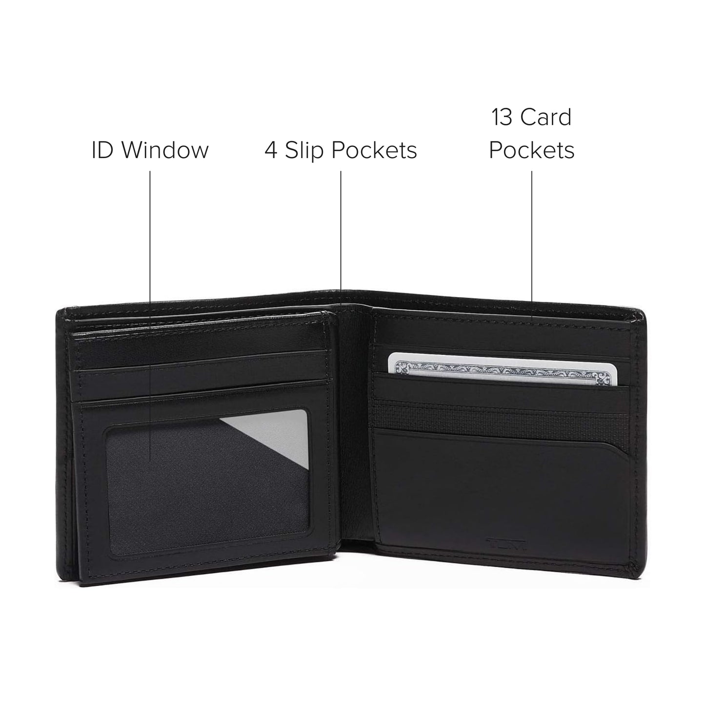 TUMI - Alpha Global Center Flip Passcase - Wallets for Men - Organized Bill Compartment & Hidden Pocket - 3.8" X 4.8" X 1.0" - Black
