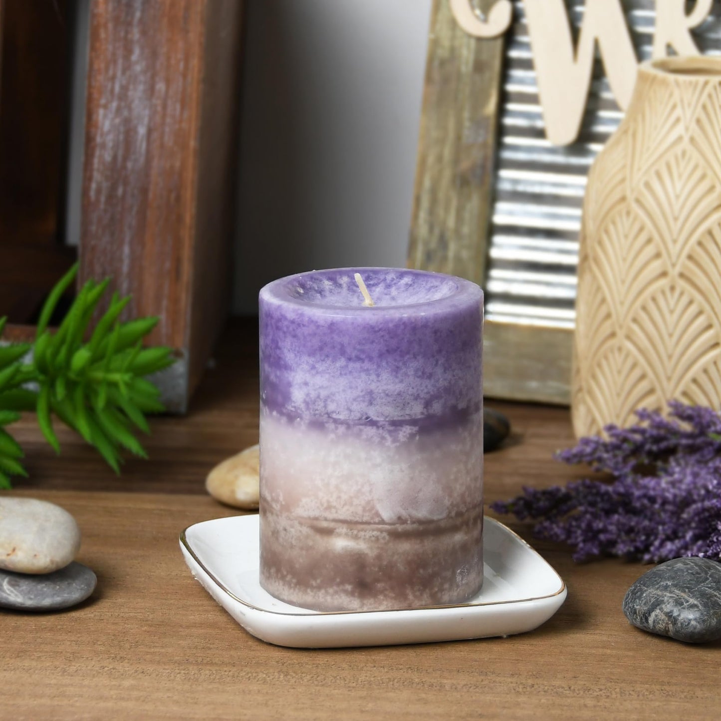 4 Inch Purple Sand Scented Pillar Candle