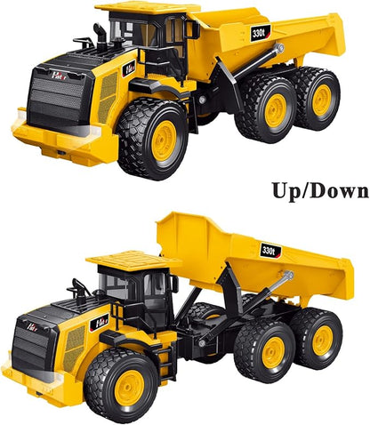 RC Dump Truck Remote Control Dump Truck 11 Channel with Lights/Sounds/2 Batteries for Adults RC Construction Vehicles Toys for Boys Kids 1:16 Scale RC Dump Truck Toys