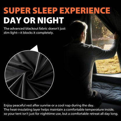 GEERTOP 2 Person 4 Season Blackout Camping Tent - Sleep in Darkroom, Waterproof Rainfly, Snow Skirt, Lightweight Aluminum Pole, Easy Setup for Hiking, Mountaineering, Family Camp