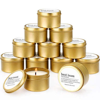 MTLEE 12 Pcs Best Team Gifts Candles Bulk 3 oz Thank You Soy Wax Jar Scented Candles Thank You Team Party Favor Employees Appreciation Gifts for Teacher Nurse Student Coworker(Gold)