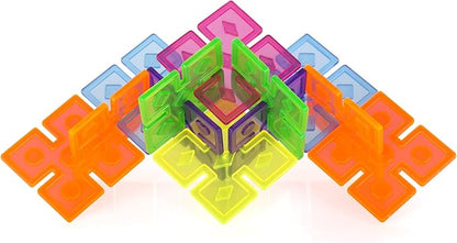 Guidecraft Interlox Squares - 96 Piece Set Interlocking Construction Toy Creative Building - Educational STEM Construction Toy for Kids