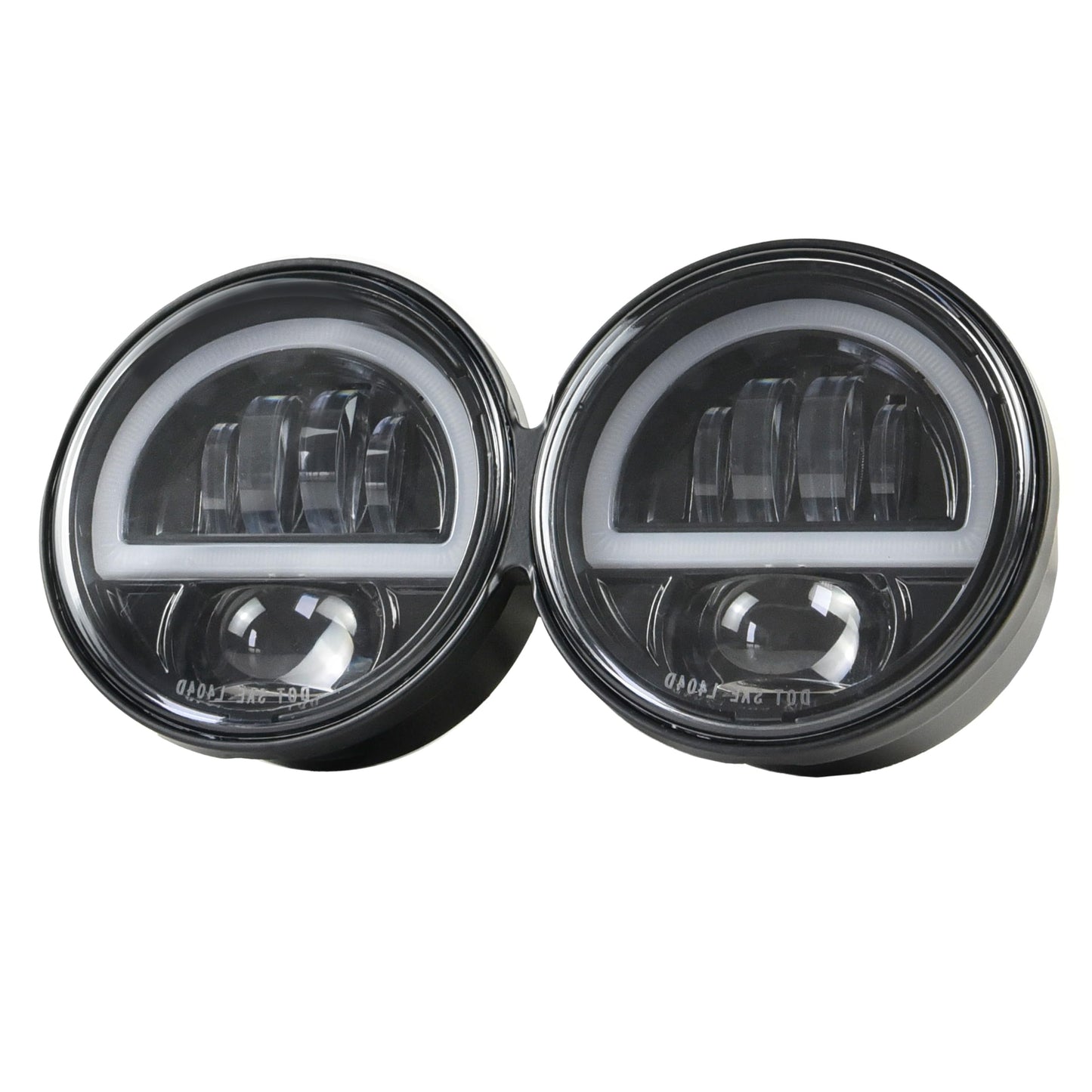 VEISUTOR Dual LED Headlight for Fat Bob，Upgraded LED Headlamp Front Light Kit with High Low Beam Turn Signal Lights and Halo Ring DRL for Harley Dyna Fat Bob 2008-2019 Accessories
