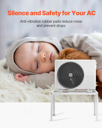 VEVOR Mini Split Ground Stand, Adjustable Anti-Vibration Mini Split Stand for 9000-36000 BTU Ductless Air Conditioner Heat Pump, Heavy Duty AC Base Bracket Floor Mount w/ 661LBS Max. Load Capacity