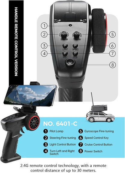 WLtoys Mini RC Car 1:64 Scale FPV RC Drift Car with 720P HD Camera 2.4GHz Transmitter WiFi App Control with Gyro LED Lights Mini Racing Toys (Silver Gray)