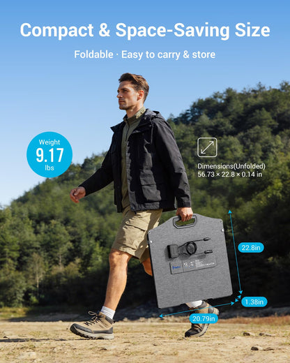 BigBlue 150W Portable Solar Panels with Kickstands, IP68 Waterproof Solar Charger with MC-4/XT60 for Power Station, 25% Conversion Efficiency, Camping Essentials, Foldable Solar Panel for RV Life