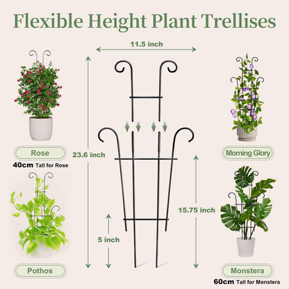 2 Pack 23.6 Inch Small Trellis for Potted Plants - Rustproof Garden Trellis for Potted Indoor Houseplants, Plant Support for Ivy, Pothos, Monstera, Hoya, Flower Vines (23inch/2 Pack)