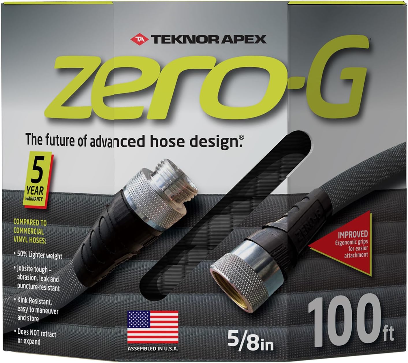 Zero-G 4001-100 Garden Hose - Lightweight, Durable, 5/8" x 100', Gray Color