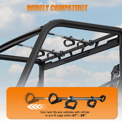 Drieaco Upgraded UTV Gas Can Mount fits for Vehicle with 1- 2" roll bar and UTV Overhead Gun Rack Fits 21-28" Spacing Roll Bars