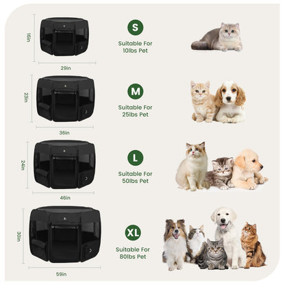 X-ZONE PET Dog Playpen Portable Pet Play Pens for Puppies, Cat, Rabbit, Chicks, Foldable Exercise Play Tent Kennel Crate, Indoor/Outdoor Travel Camping Black X-Large