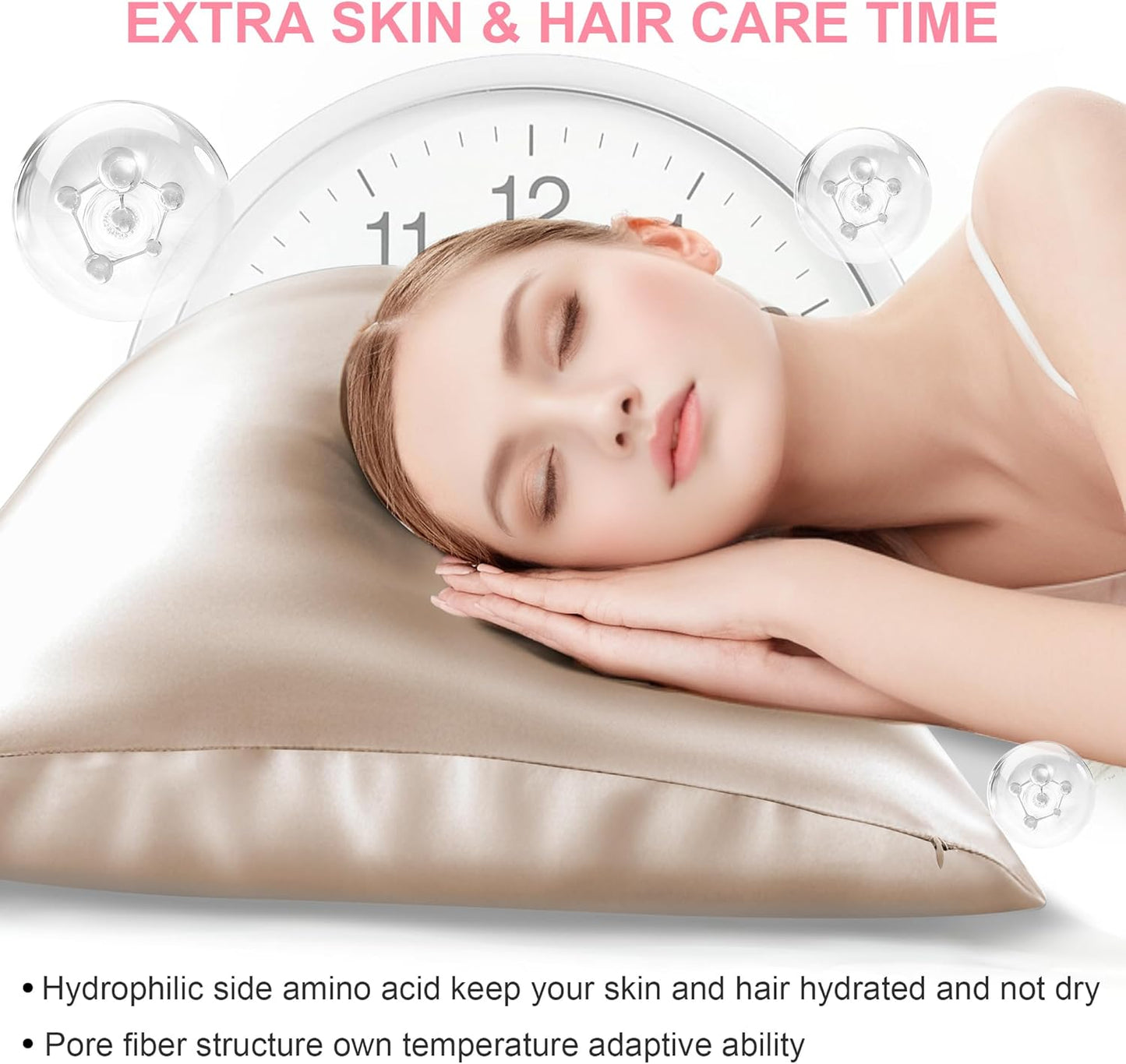 Skiennix Silk Pillowcase - King Size Mulberry Silk for Hair & Skin | Soft, Breathable Cooling Satin - Champagne