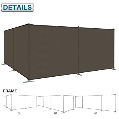 Coarbor Iron Poles Privacy Fence 5'H x 12'W Metal Fence Covering Privacy Fence Screen with Zipties and Base Anchor for Outside Garden Backyard Dog Kennel Chicken Pool, Brown