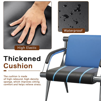 wonline 3 Seat Waiting Room Chair with Armrest PU Leather Office Furniture, Office Guest Seating Lobby Conference Reception Chairs for Airport Clinic Hospital Bank Salon Barber(Blue&Black)