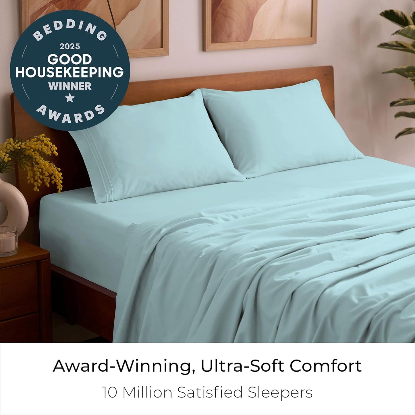 Mellanni Queen Sheets Set - 4 PC Luxury Bedding | Extra Soft, Cooling & Wrinkle Resistant (Aqua)