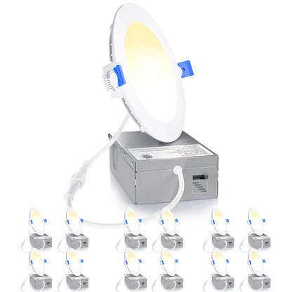 Ensenior 4 Inch LED Recessed Light, Dimmable 2700K-5000K, 750LM, Aluminum, Model WM25W27V40KDP0,