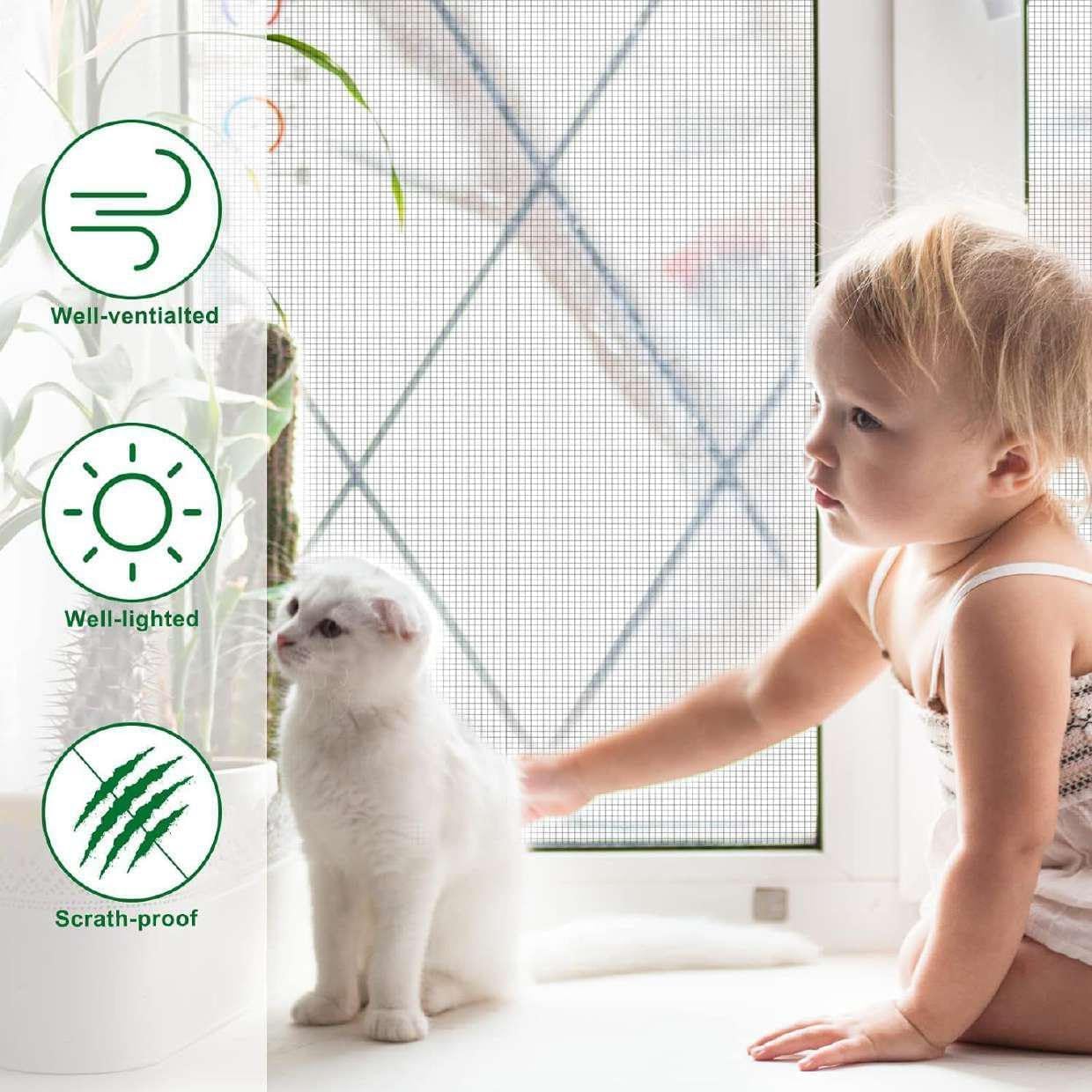 MARVYC 47 inch x 328 ft Fiberglass Window Screen Mesh Roll, Insect and Fly Protection, Durable, Breathable, Washable, DIY Cut to Size for Windows, Doors, Pool, Porch and Patio (Grey, 47 in x 328 FT)
