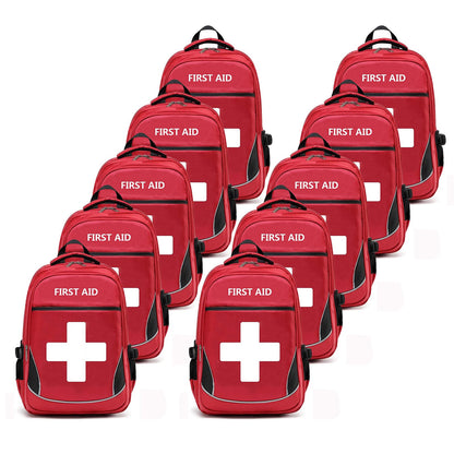 Camoredy First Aid Bag Empty Red Emergency Medical Bag First Responder Trauma Multi-Pocket Traveling Field Trips Camping Essentials (Red, Pack of 10)