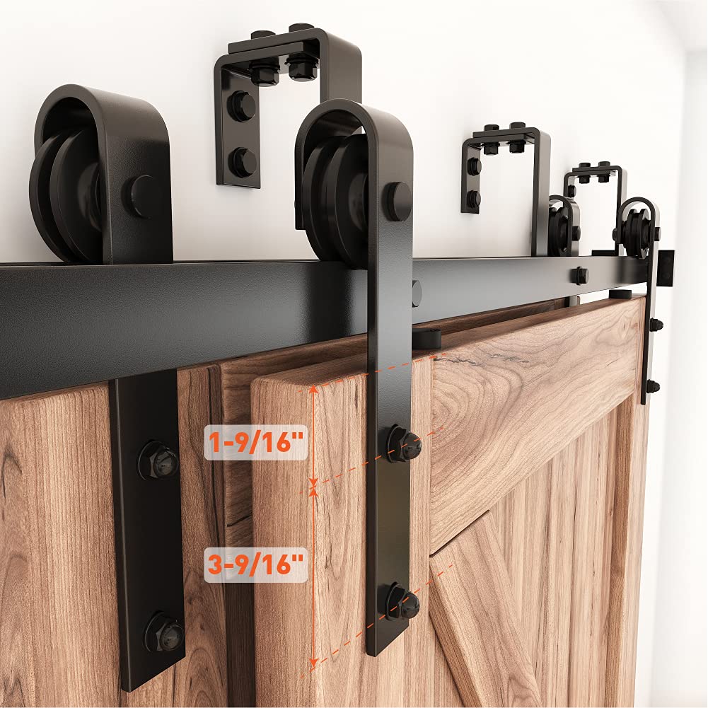 ZEKOO 6.6FT Double Track Bypass Sliding Barn Door Hardware Kit for 2 Doors, Bypass Barn Door Track Kit, Low Ceiling, Easy Install, J Shape Hanger, Fit 40" Wide Door Panel