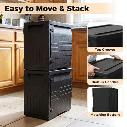 Goplus 91 Qt Insulated Food Pan Carrier, Lightweight Front Loading Food Warmer Cooler w/Safety Buckles and 12 Shelf Dividers, Non-Electrical Stackable Hot Box for Catering Buffet Outdoor Event (1)