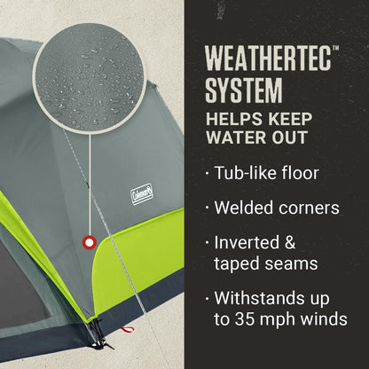 Coleman Skydome Camping Tent with Screened Porch & 5-Minute Setup, Weatherproof 4/6/8 Person Tent with Rainfly & Carry Bag, Made of PFAS-Free Materials