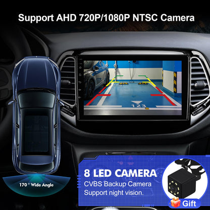 Android 14 Car Radio for 2+64G Jeep Compass/Patriot 2017-2019 10.1'' 1280 * 720 Touchscreen Car Stereo with Carplay Android Auto Backup Camera Mirror Link GPS Navigation WiFi 6 Bluetooth 5.4 FM SWC