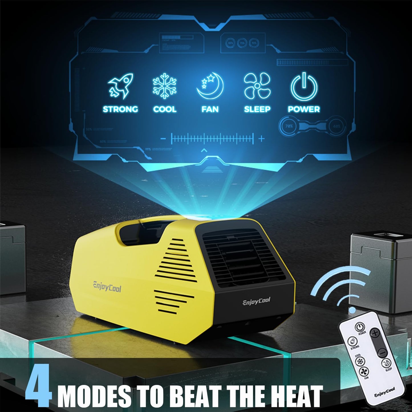 Portable Air Conditioner, Tent Air Conditiones Outdoor Air Conditioner, 2380BTU Home Air Conditioning Cooling Unit, 24V, 222W Low Power, for Outdoor Camping Tents, Cars, Trucks, Parties (yellow 2)