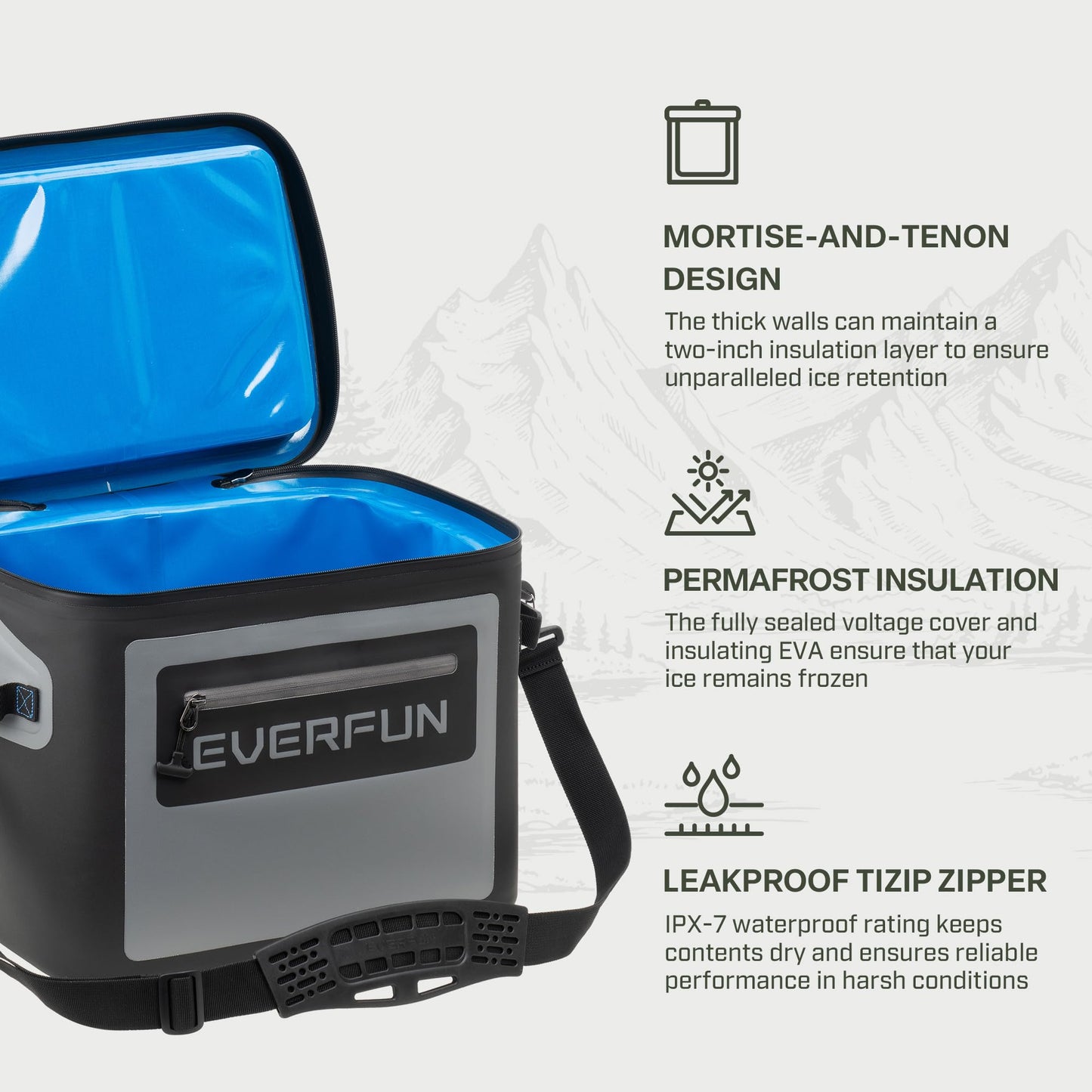 EVERFUN Soft Cooler，Portable Insulated Small Cooling Lunch Box for Men and Women, Leakproof Ice Chest Bag for Travel, Beach, Camping, Beverage, Boating, Fishing, Tailgating, Work and Picnic