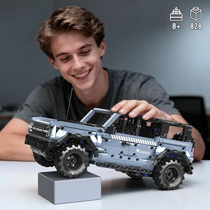 Mould King 15085 Off-Road Vehicle Building Sets Pull Back &amp Launch Car Building Blocks Kit Collectible Car Model Toy for Adults Teens 12+ (828 Pieces)
