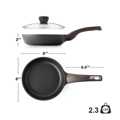 SENSARTE Nonstick Frying Pan Skillet with Lid, 8inch Non Stick Pan Omelette Pans, Healthy Kitchen Cooking Chef's Pan with Cover, Free of Intentionally Added PFOA/PFOS, Induction Compatible, Black